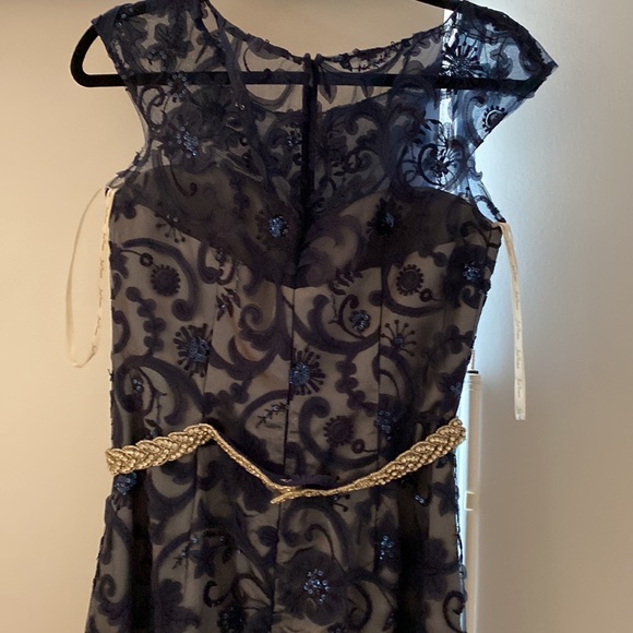 Evening elegant long dress Jade couture S4 navy and grey dress . Wore only once. - Picture 5 of 17